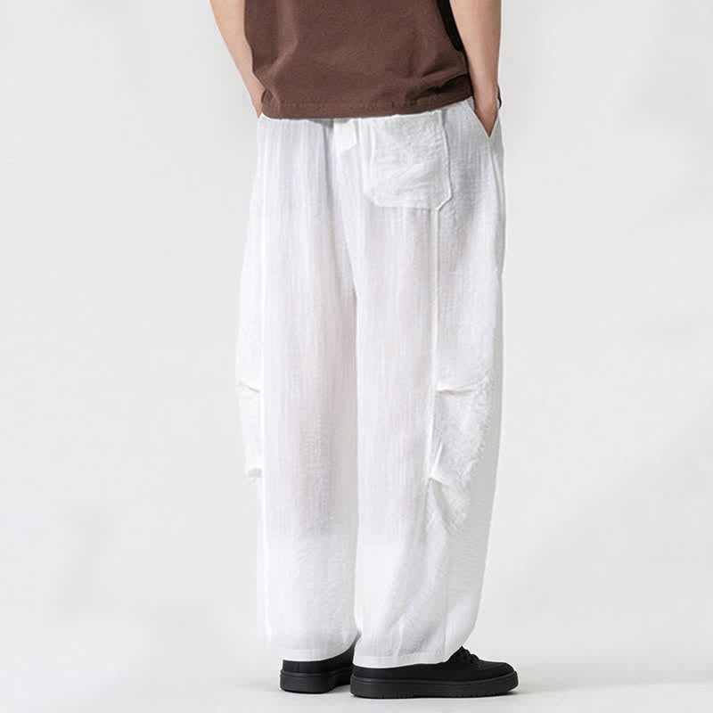Buddha Stones Pantaloni lunghi da uomo a gamba dritta, minimalisti, con coulisse, tinta unita, per primavera/estate, casual ed eleganti, con tasca. - image 11