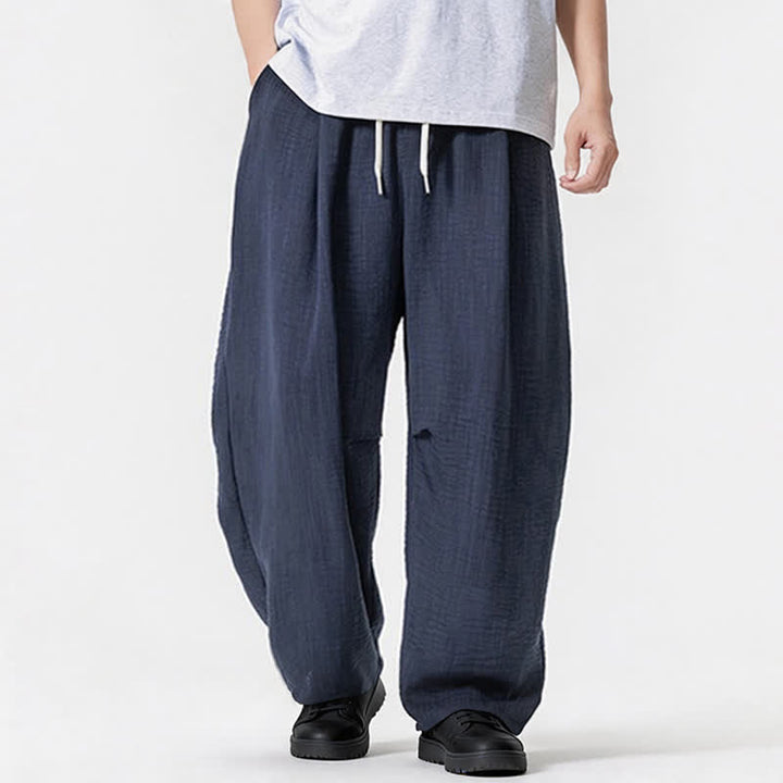 Buddha Stones Pantaloni lunghi da uomo a gamba dritta, minimalisti, con coulisse, tinta unita, per primavera/estate, casual ed eleganti, con tasca. - image 4