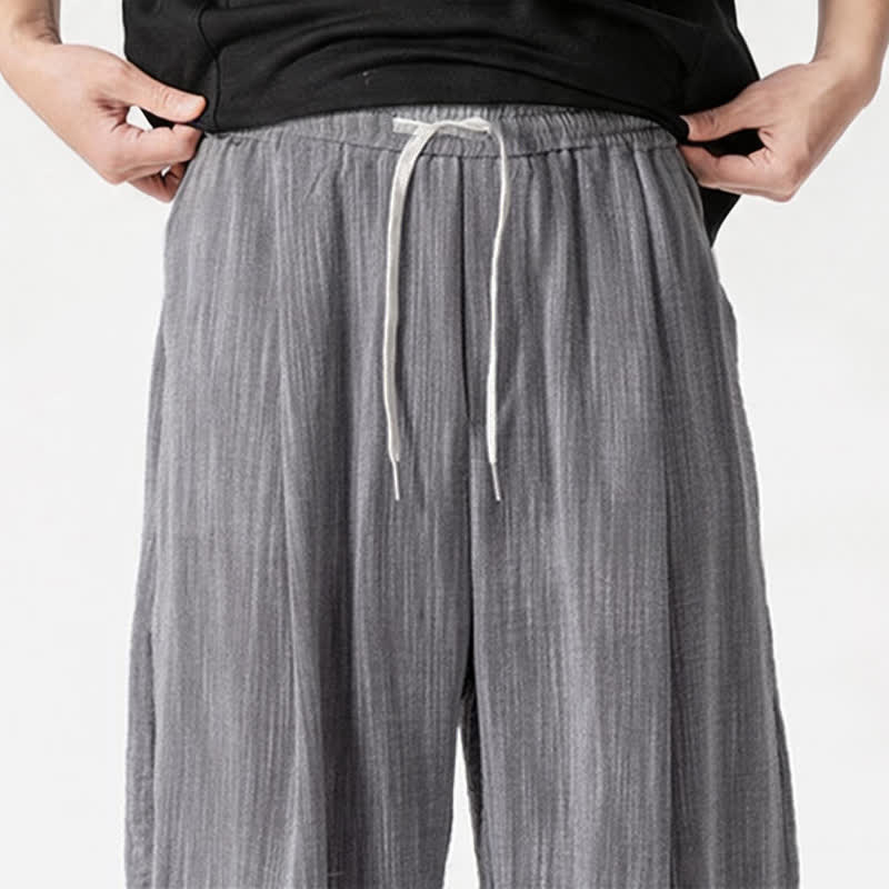 Buddha Stones Pantaloni lunghi da uomo a gamba dritta, minimalisti, con coulisse, tinta unita, per primavera/estate, casual ed eleganti, con tasca. - image 33