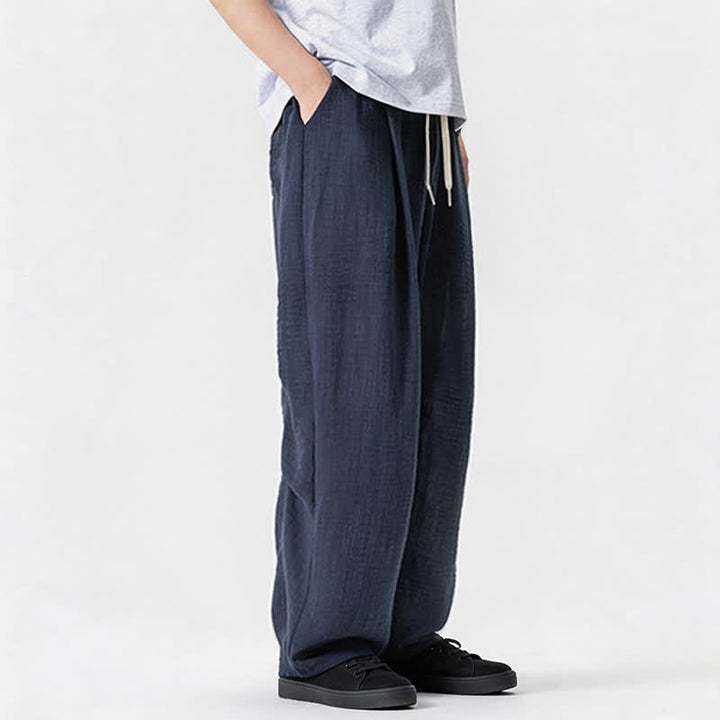 Buddha Stones Pantaloni lunghi da uomo a gamba dritta, minimalisti, con coulisse, tinta unita, per primavera/estate, casual ed eleganti, con tasca. - image 7