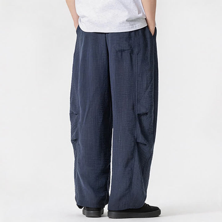 Buddha Stones Pantaloni lunghi da uomo a gamba dritta, minimalisti, con coulisse, tinta unita, per primavera/estate, casual ed eleganti, con tasca. - image 6