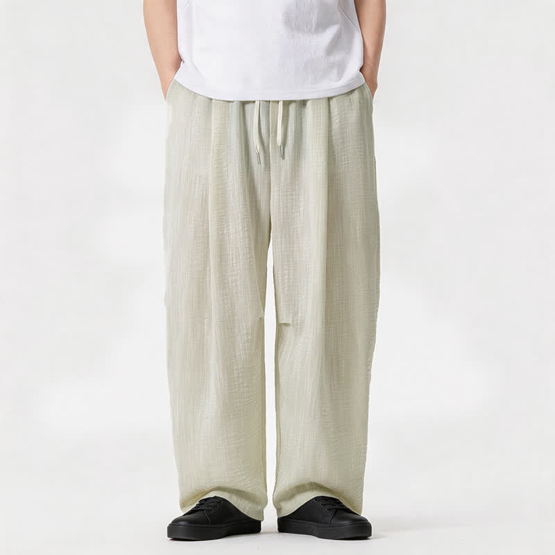 Buddha Stones Pantaloni lunghi da uomo a gamba dritta, minimalisti, con coulisse, tinta unita, per primavera/estate, casual ed eleganti, con tasca. - image 18