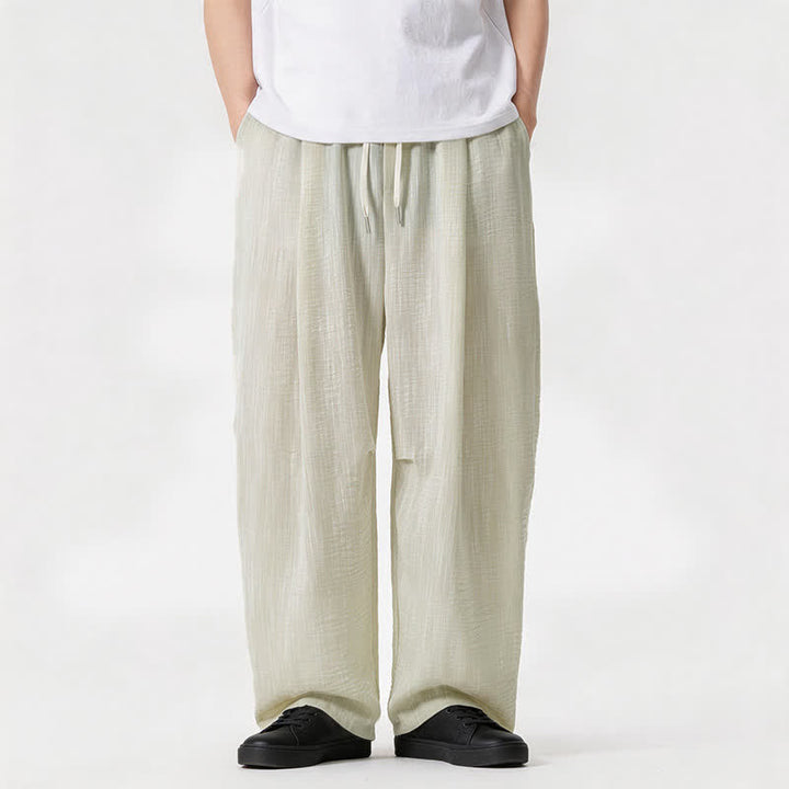 Buddha Stones Pantaloni lunghi da uomo a gamba dritta, minimalisti, con coulisse, tinta unita, per primavera/estate, casual ed eleganti, con tasca. - image 18