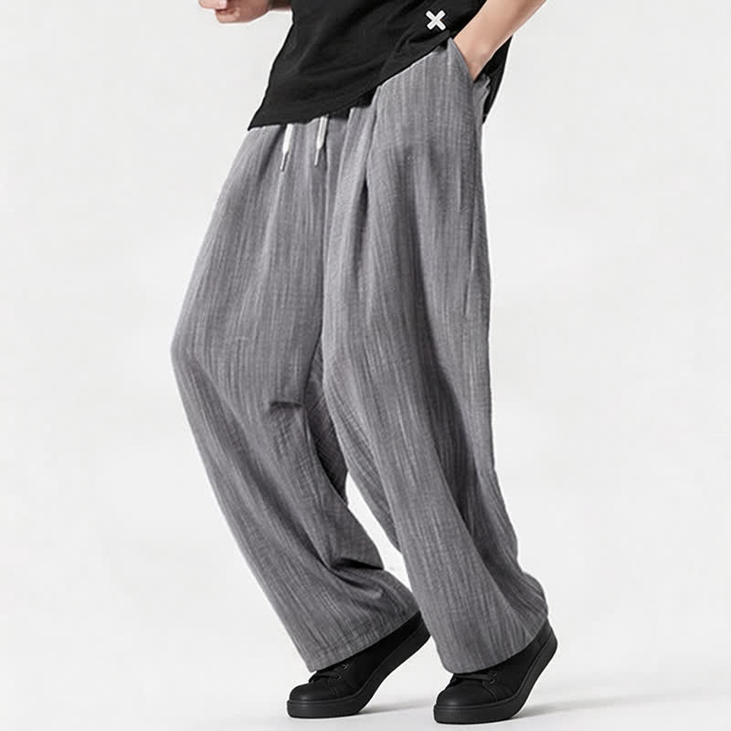 Buddha Stones Pantaloni lunghi da uomo a gamba dritta, minimalisti, con coulisse, tinta unita, per primavera/estate, casual ed eleganti, con tasca. - image 28