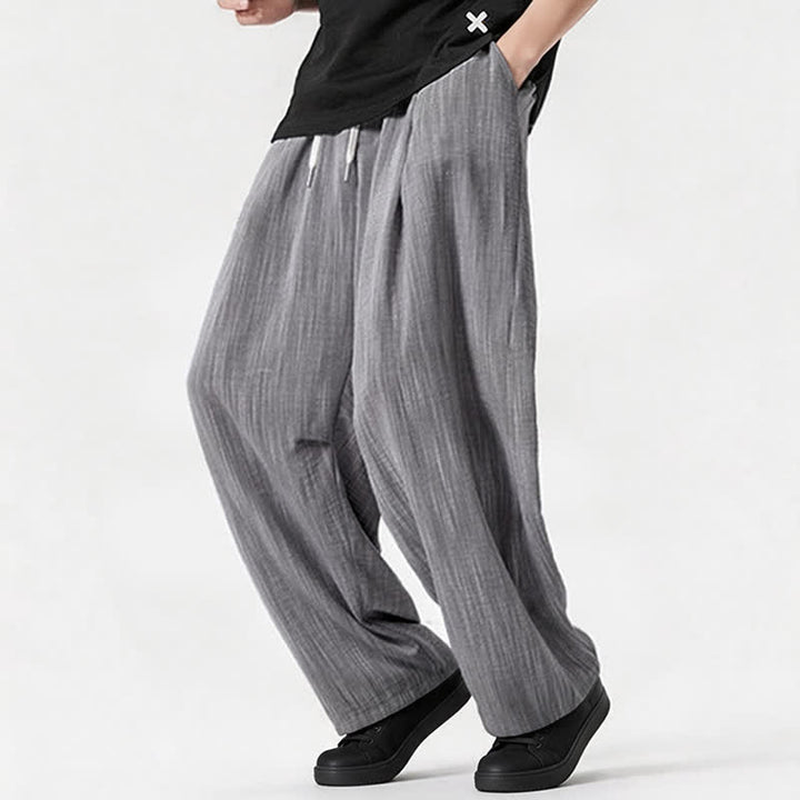 Buddha Stones Pantaloni lunghi da uomo a gamba dritta, minimalisti, con coulisse, tinta unita, per primavera/estate, casual ed eleganti, con tasca. - image 28