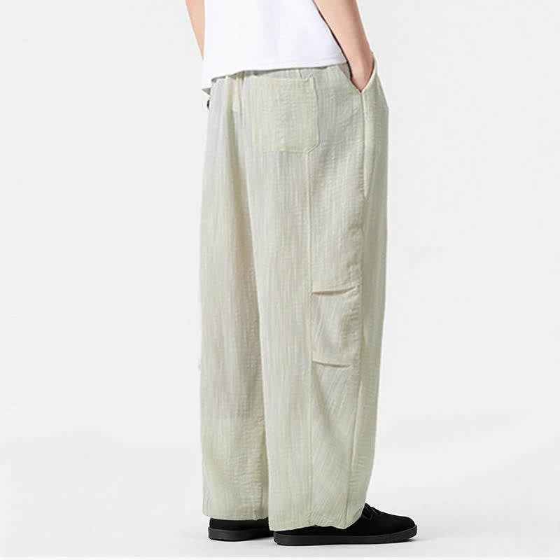 Buddha Stones Pantaloni lunghi da uomo a gamba dritta, minimalisti, con coulisse, tinta unita, per primavera/estate, casual ed eleganti, con tasca. - image 22
