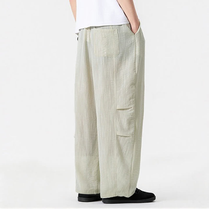 Buddha Stones Pantaloni lunghi da uomo a gamba dritta, minimalisti, con coulisse, tinta unita, per primavera/estate, casual ed eleganti, con tasca. - image 22