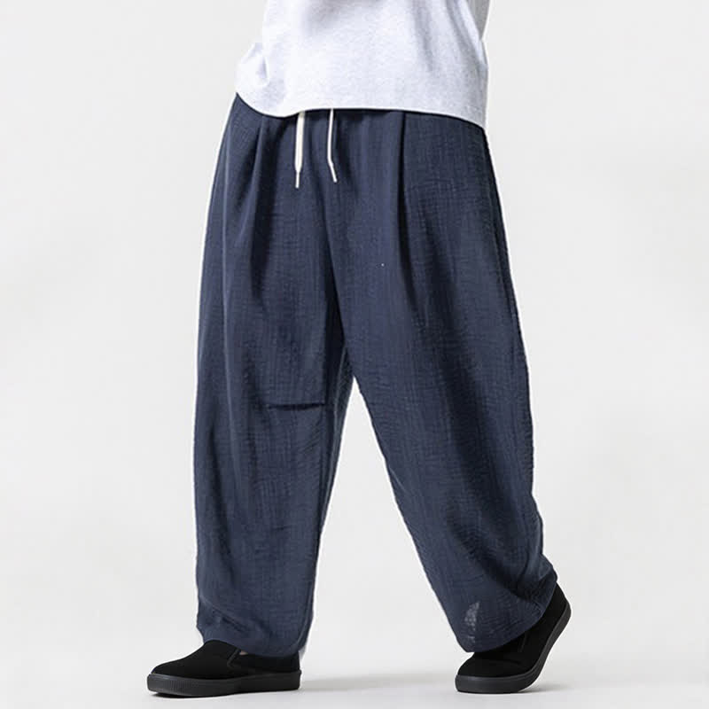 Buddha Stones Pantaloni lunghi da uomo a gamba dritta, minimalisti, con coulisse, tinta unita, per primavera/estate, casual ed eleganti, con tasca. - image 3