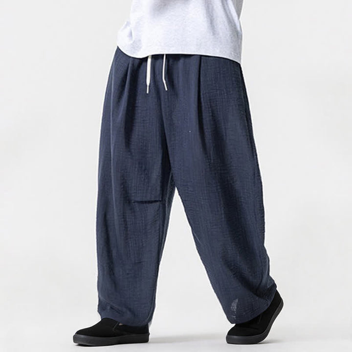 Buddha Stones Pantaloni lunghi da uomo a gamba dritta, minimalisti, con coulisse, tinta unita, per primavera/estate, casual ed eleganti, con tasca. - image 3