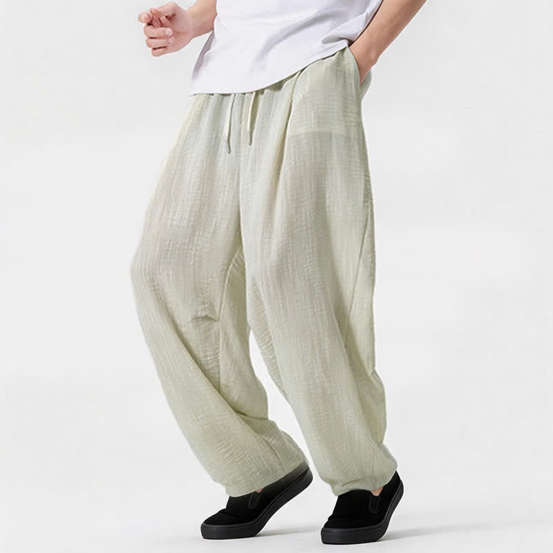 Buddha Stones Pantaloni lunghi da uomo a gamba dritta, minimalisti, con coulisse, tinta unita, per primavera/estate, casual ed eleganti, con tasca. - image 21