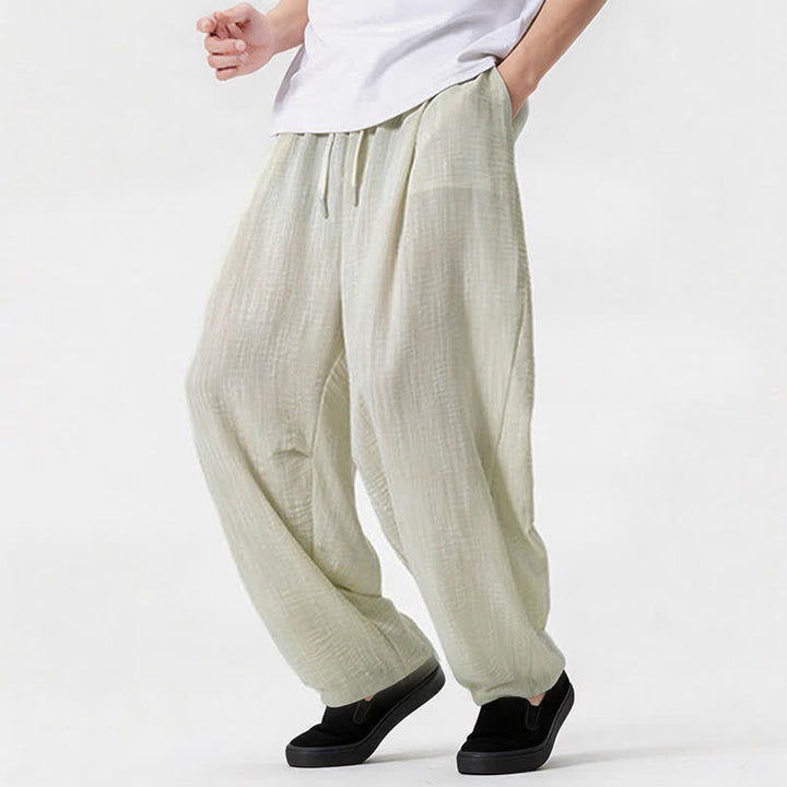 Buddha Stones Pantaloni lunghi da uomo a gamba dritta, minimalisti, con coulisse, tinta unita, per primavera/estate, casual ed eleganti, con tasca. - image 21