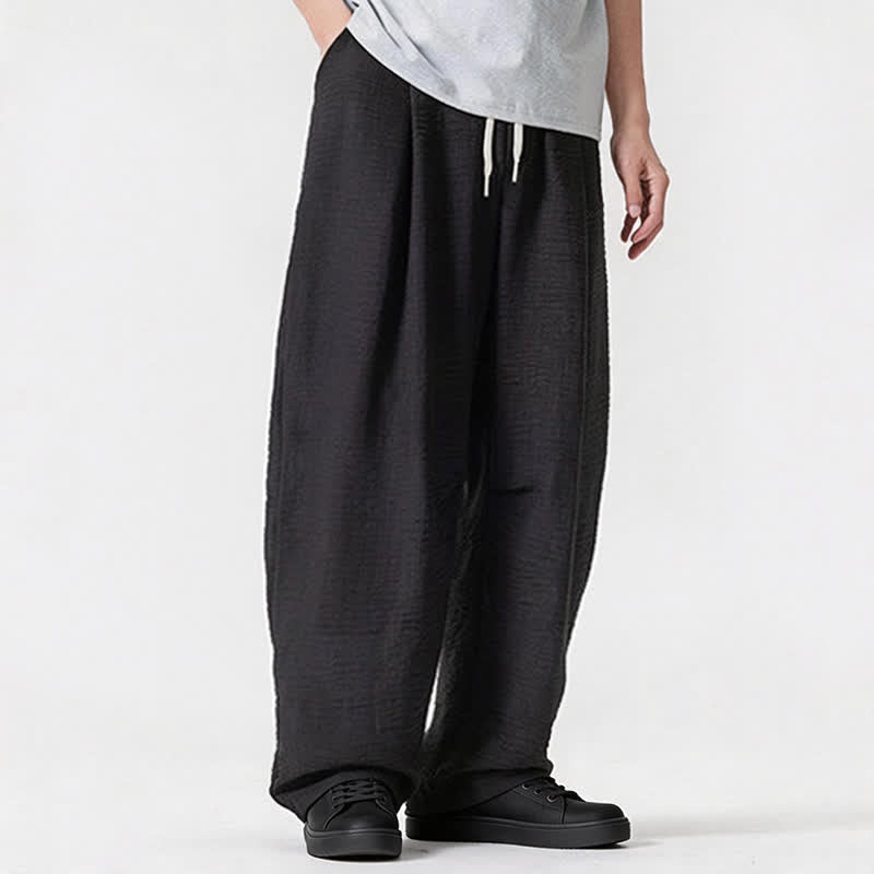 Buddha Stones Pantaloni lunghi da uomo a gamba dritta, minimalisti, con coulisse, tinta unita, per primavera/estate, casual ed eleganti, con tasca. - image 37