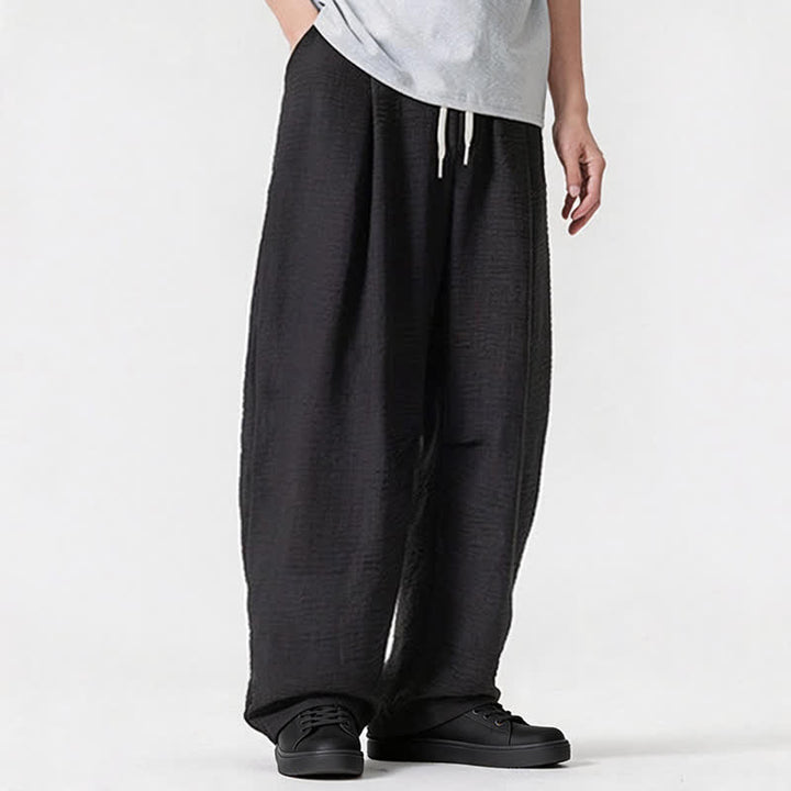 Buddha Stones Pantaloni lunghi da uomo a gamba dritta, minimalisti, con coulisse, tinta unita, per primavera/estate, casual ed eleganti, con tasca. - image 37