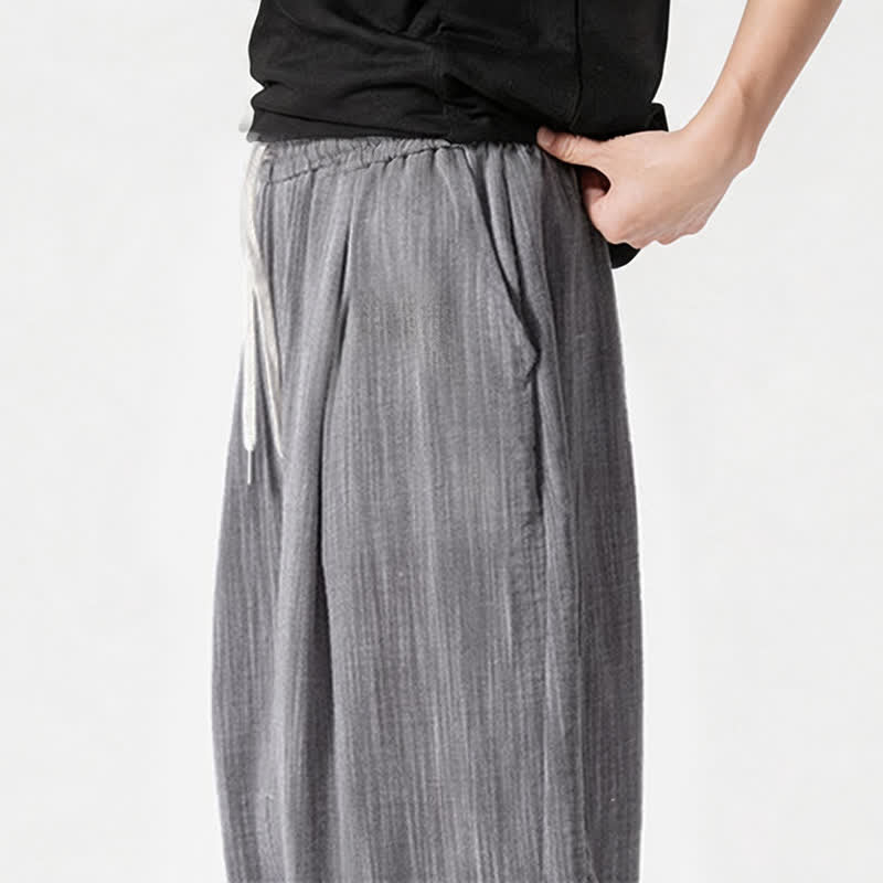 Buddha Stones Pantaloni lunghi da uomo a gamba dritta, minimalisti, con coulisse, tinta unita, per primavera/estate, casual ed eleganti, con tasca. - image 32