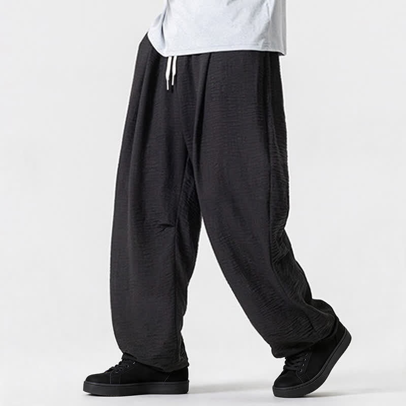 Buddha Stones Pantaloni lunghi da uomo a gamba dritta, minimalisti, con coulisse, tinta unita, per primavera/estate, casual ed eleganti, con tasca. - image 42