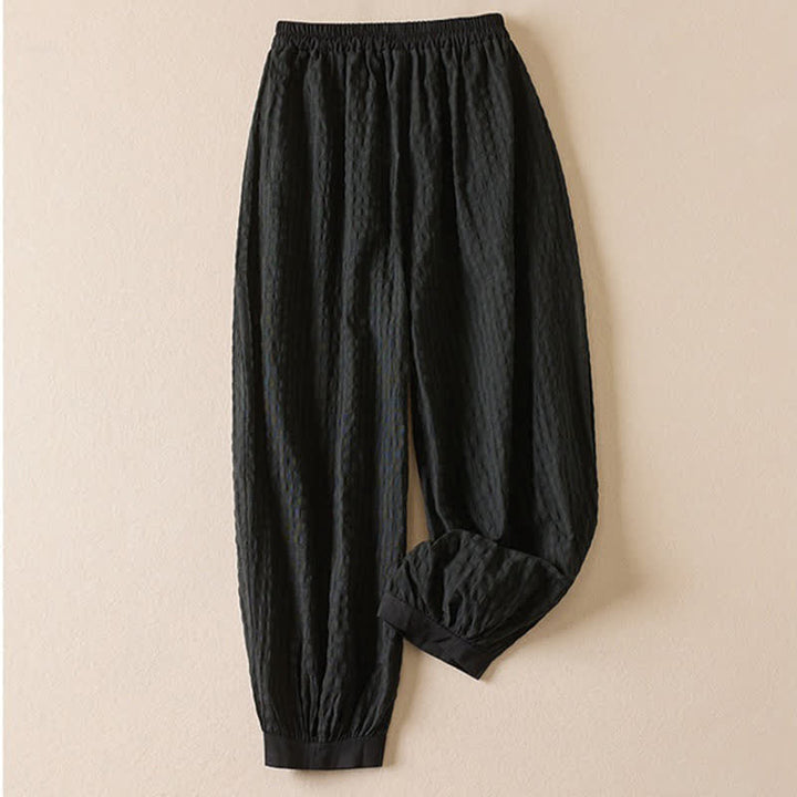 Buddha Stones Pantaloni corti estivi casual minimalisti a quadri con coulisse, pantaloni harem da donna con tasca - Nero - US8-10, UK/AU12-14, EU40-42 (2XL) - image 6
