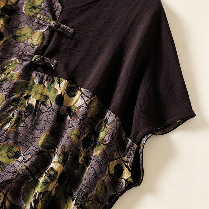 Buddha Stones Camicie estive casual vintage da donna in stile Tang con stampa floreale e girasoli. - image 13