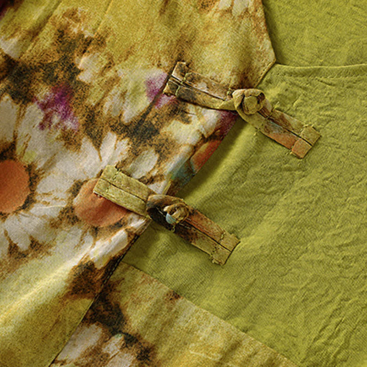 Buddha Stones Camicie estive casual vintage da donna in stile Tang con stampa floreale e girasoli. - image 4