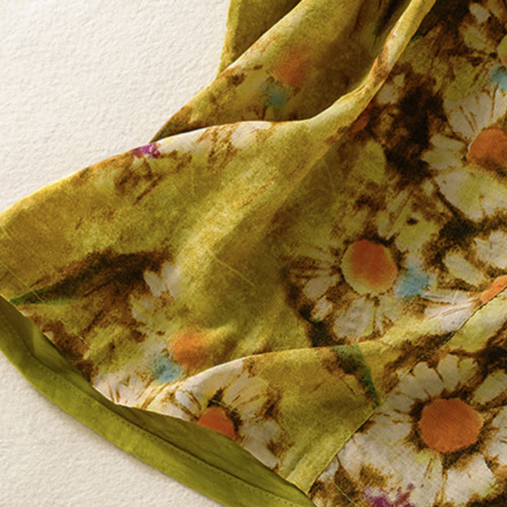 Buddha Stones Camicie estive casual vintage da donna in stile Tang con stampa floreale e girasoli. - image 6