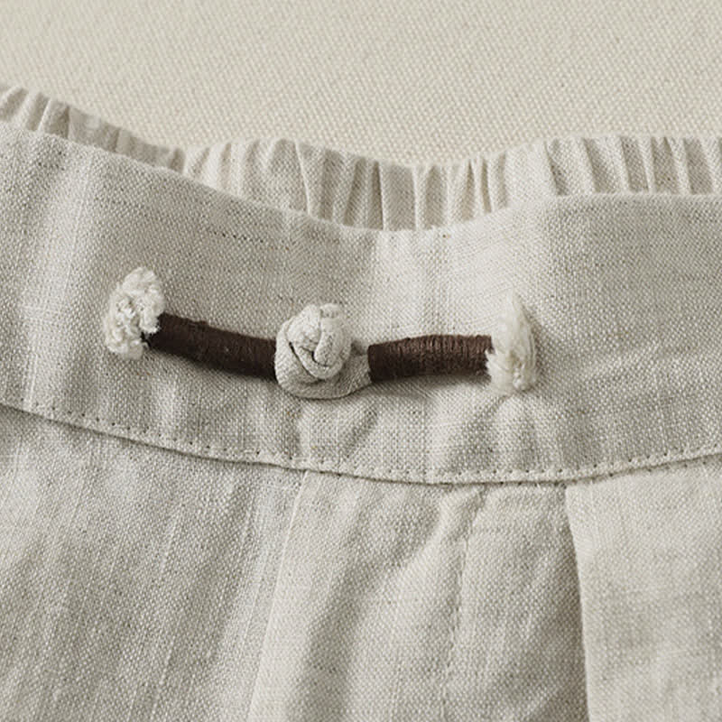 Buddha Stones Pantaloni corti estivi casual minimalisti a tinta unita, pantaloni harem da donna a pieghe con tasche - image 4