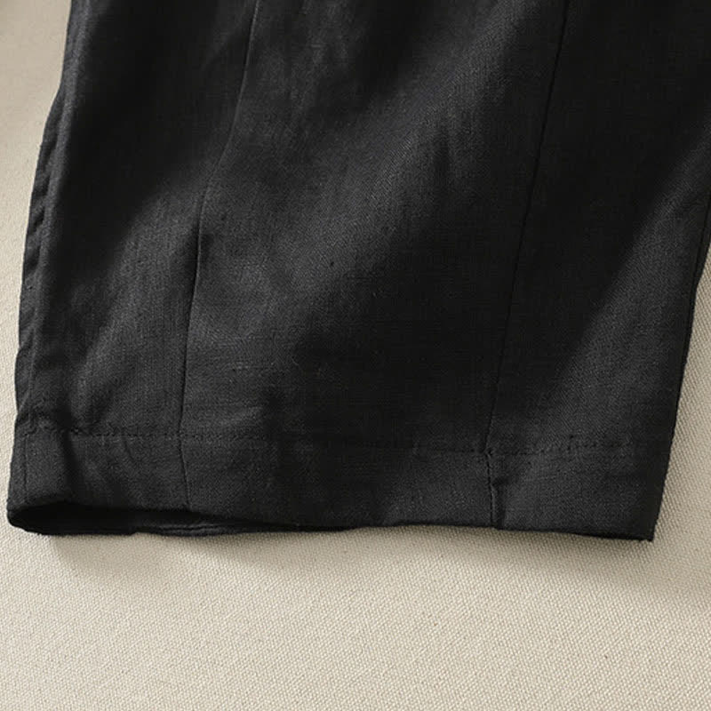 Buddha Stones Pantaloni corti estivi casual minimalisti a tinta unita, pantaloni harem da donna a pieghe con tasche - image 12
