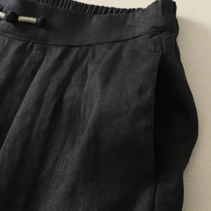 Buddha Stones Pantaloni corti estivi casual minimalisti a tinta unita, pantaloni harem da donna a pieghe con tasche - image 11