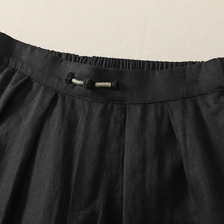 Buddha Stones Pantaloni corti estivi casual minimalisti a tinta unita, pantaloni harem da donna a pieghe con tasche - image 10