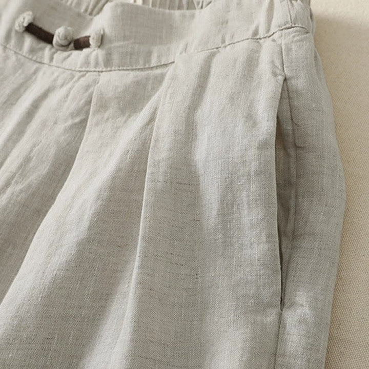 Buddha Stones Pantaloni corti estivi casual minimalisti a tinta unita, pantaloni harem da donna a pieghe con tasche - image 3