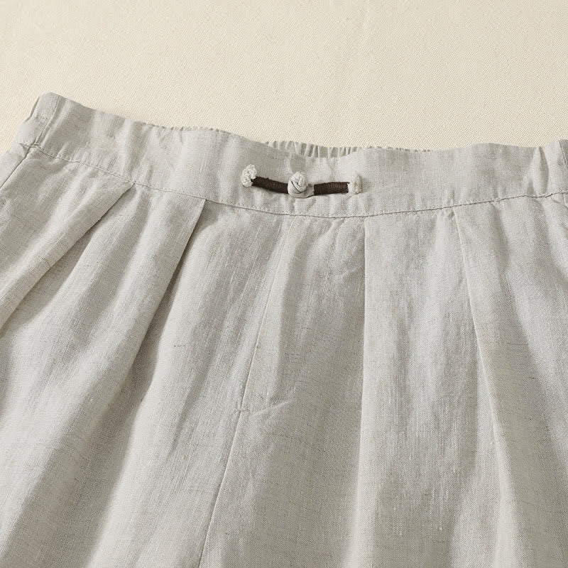 Buddha Stones Pantaloni corti estivi casual minimalisti a tinta unita, pantaloni harem da donna a pieghe con tasche - image 2