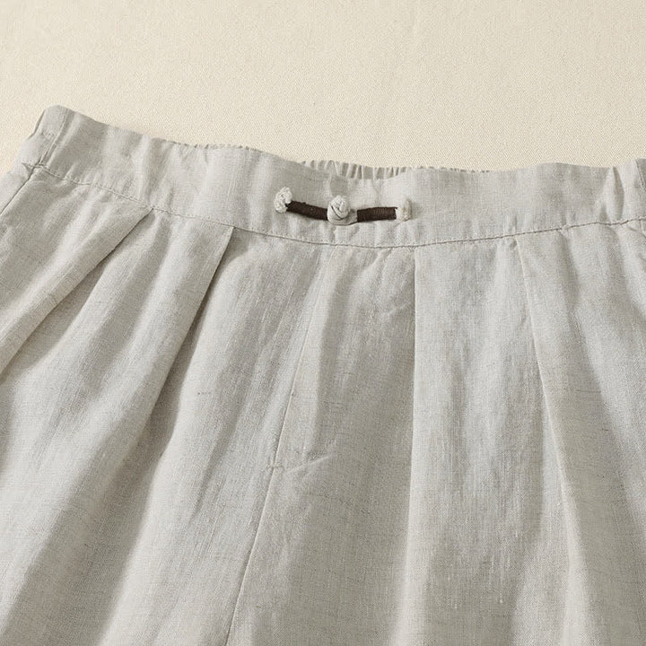 Buddha Stones Pantaloni corti estivi casual minimalisti a tinta unita, pantaloni harem da donna a pieghe con tasche - image 2