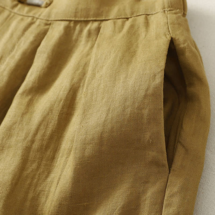 Buddha Stones Pantaloni corti estivi casual minimalisti a tinta unita, pantaloni harem da donna a pieghe con tasche - image 19