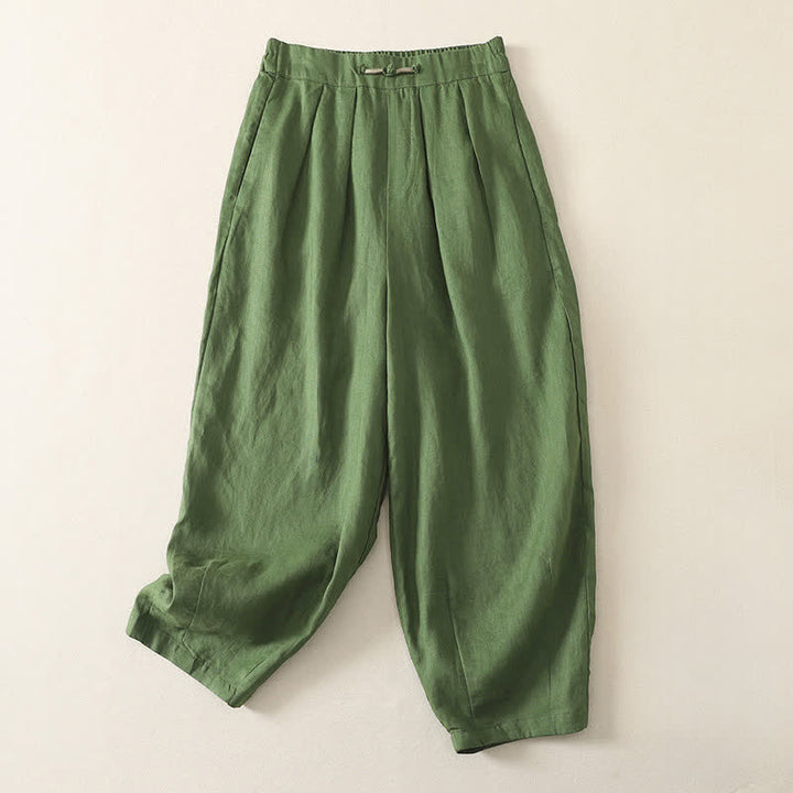 Buddha Stones Pantaloni corti estivi casual minimalisti a tinta unita, pantaloni harem da donna a pieghe con tasche - Verde mare - US8-10, UK/AU12-14, EU40-42 (2XL) - image 13