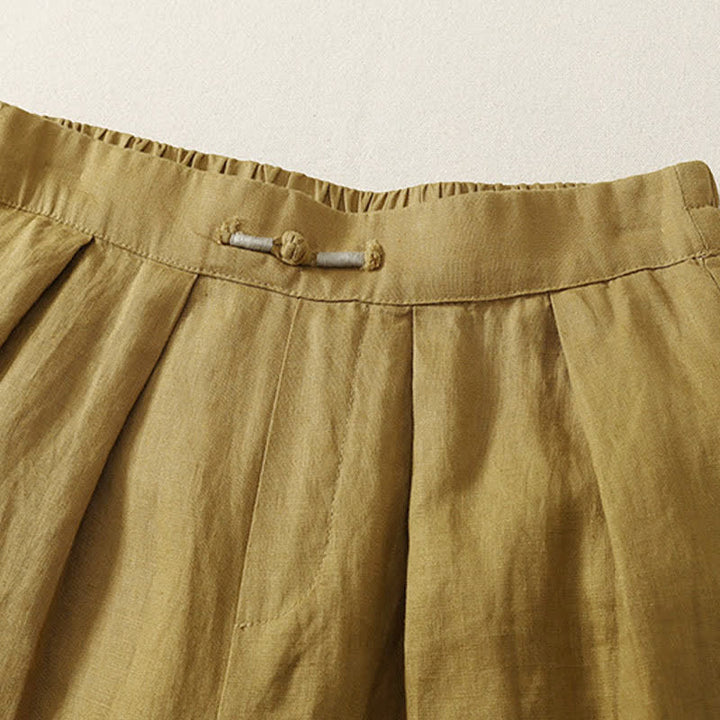Buddha Stones Pantaloni corti estivi casual minimalisti a tinta unita, pantaloni harem da donna a pieghe con tasche - image 18