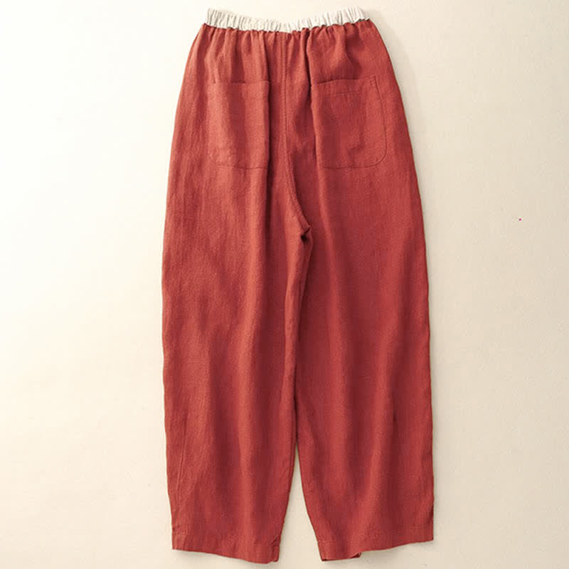 Buddha Stones Pantaloni estivi casual minimalisti con coulisse, tinta unita, alla caviglia, da donna, a gamba dritta con tasche. - image 14