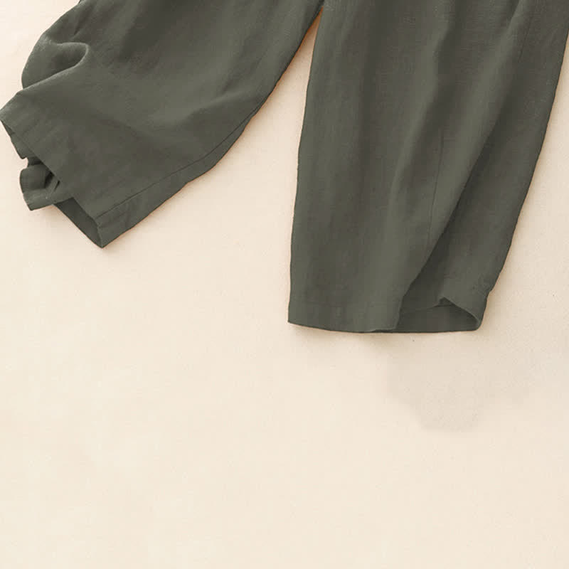 Buddha Stones Pantaloni estivi casual minimalisti con coulisse, tinta unita, alla caviglia, da donna, a gamba dritta con tasche. - image 8