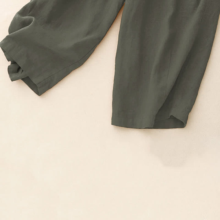 Buddha Stones Pantaloni estivi casual minimalisti con coulisse, tinta unita, alla caviglia, da donna, a gamba dritta con tasche. - image 8