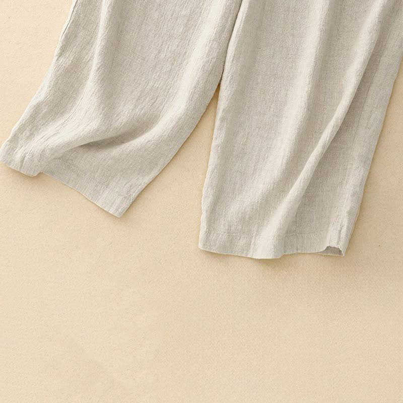 Buddha Stones Pantaloni estivi casual minimalisti con coulisse, tinta unita, alla caviglia, da donna, a gamba dritta con tasche. - image 12