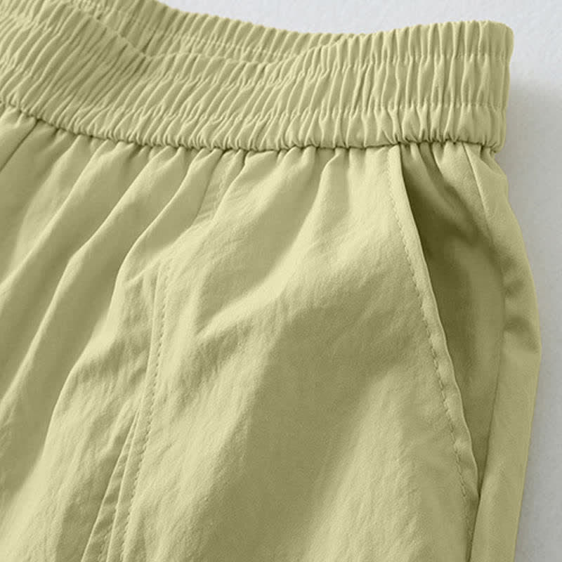 Buddha Stones Pantaloni estivi casual minimalisti a tinta unita con orlo a balze, pantaloni harem da donna con tasche - image 4