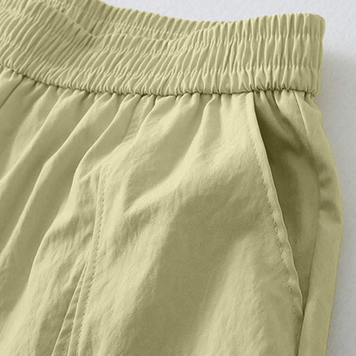 Buddha Stones Pantaloni estivi casual minimalisti a tinta unita con orlo a balze, pantaloni harem da donna con tasche - image 4
