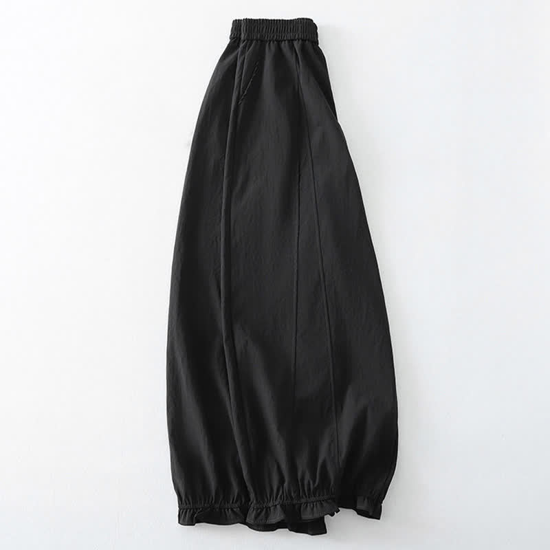 Buddha Stones Pantaloni estivi casual minimalisti a tinta unita con orlo a balze, pantaloni harem da donna con tasche - image 7