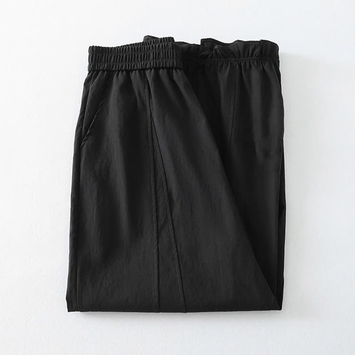 Buddha Stones Pantaloni estivi casual minimalisti a tinta unita con orlo a balze, pantaloni harem da donna con tasche - image 8
