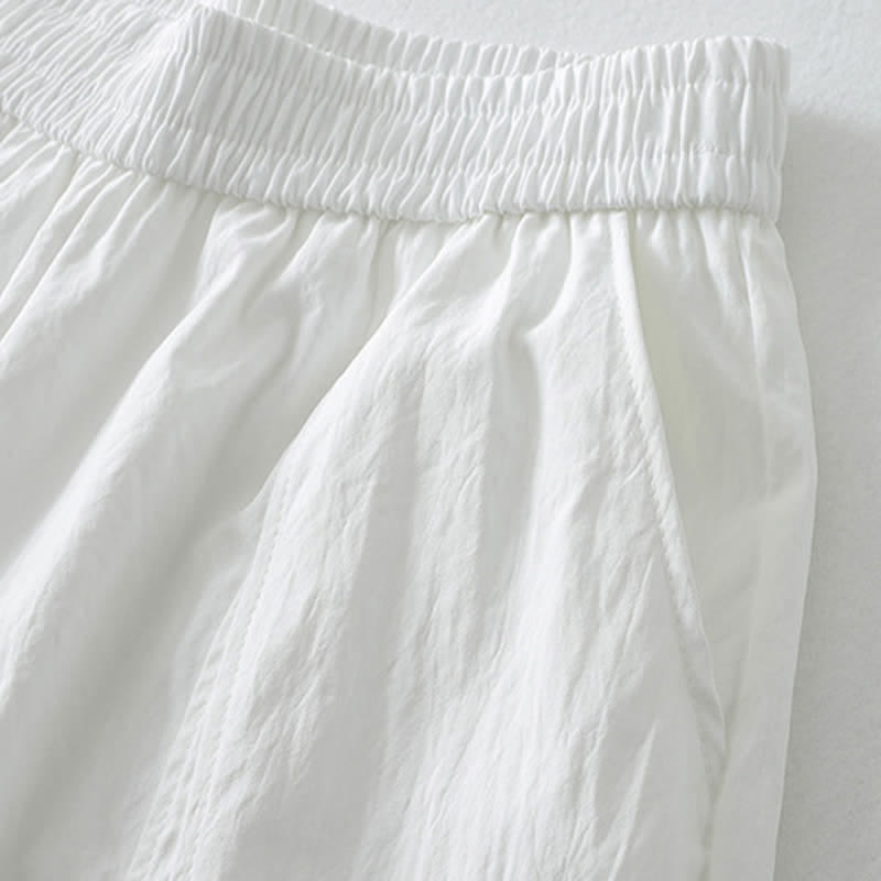 Buddha Stones Pantaloni estivi casual minimalisti a tinta unita con orlo a balze, pantaloni harem da donna con tasche - image 18