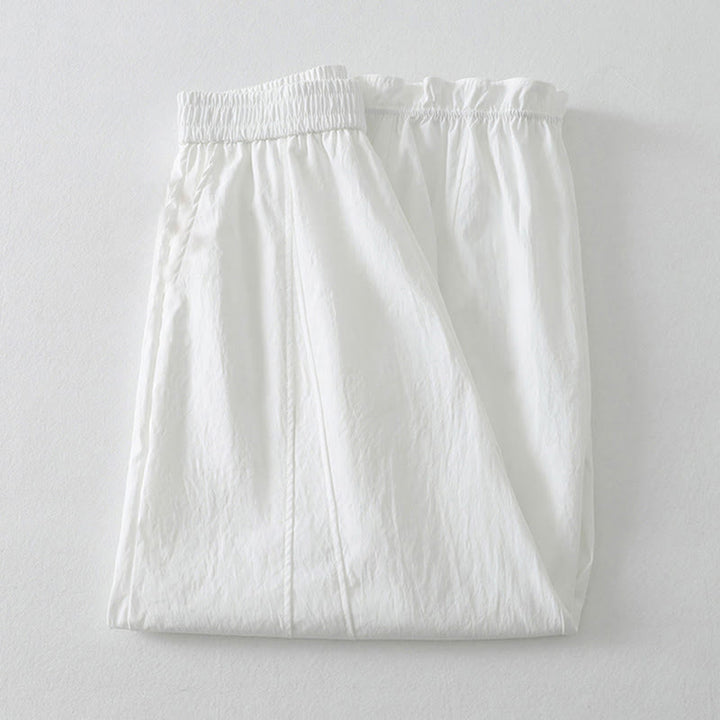 Buddha Stones Pantaloni estivi casual minimalisti a tinta unita con orlo a balze, pantaloni harem da donna con tasche - image 15