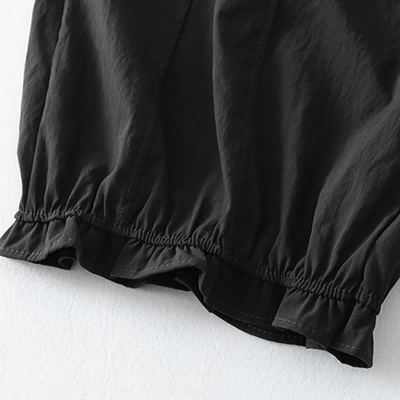 Buddha Stones Pantaloni estivi casual minimalisti a tinta unita con orlo a balze, pantaloni harem da donna con tasche - image 11