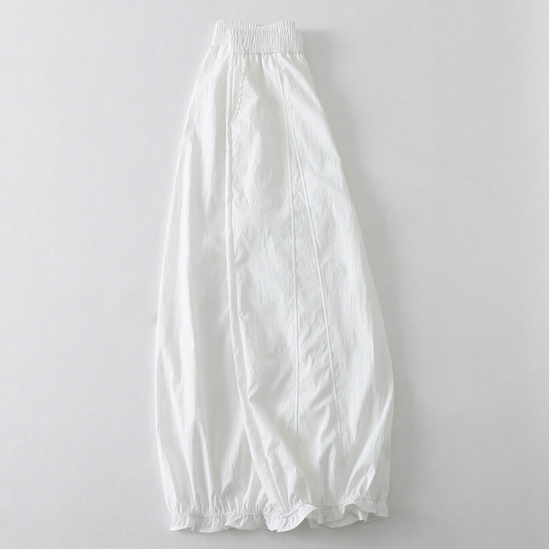 Buddha Stones Pantaloni estivi casual minimalisti a tinta unita con orlo a balze, pantaloni harem da donna con tasche - image 14