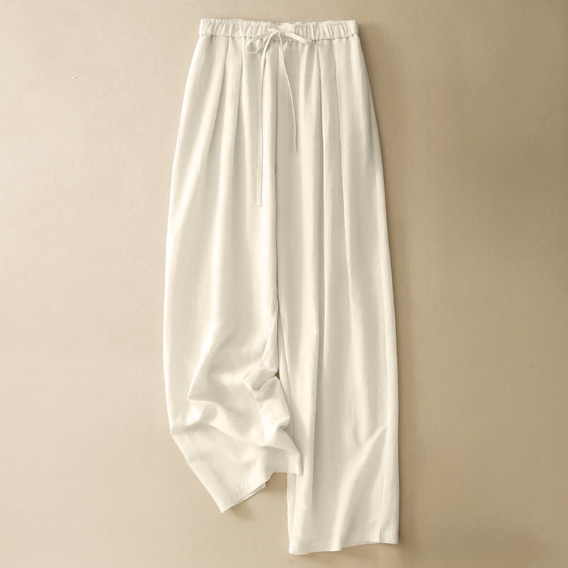 Buddha Stones Pantaloni lunghi estivi casual minimalisti con coulisse, tinta unita, da donna, affusolati e con tasche. - Biancheria - US8-10, UK/AU12-14, EU40-42 (2XL) - image 10