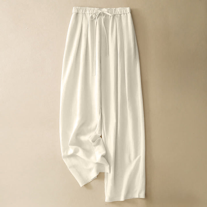Buddha Stones Pantaloni lunghi estivi casual minimalisti con coulisse, tinta unita, da donna, affusolati e con tasche. - Biancheria - US8-10, UK/AU12-14, EU40-42 (2XL) - image 10