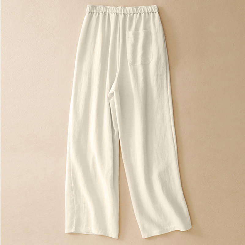 Buddha Stones Pantaloni lunghi estivi casual minimalisti con coulisse, tinta unita, da donna, affusolati e con tasche. - image 11