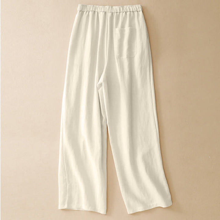 Buddha Stones Pantaloni lunghi estivi casual minimalisti con coulisse, tinta unita, da donna, affusolati e con tasche. - image 11