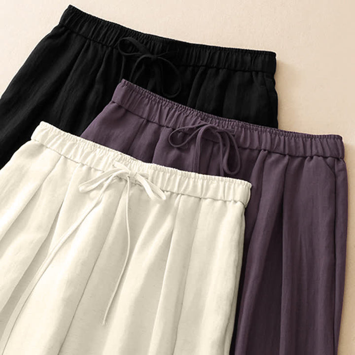 Buddha Stones Pantaloni lunghi estivi casual minimalisti con coulisse, tinta unita, da donna, affusolati e con tasche. - image 20